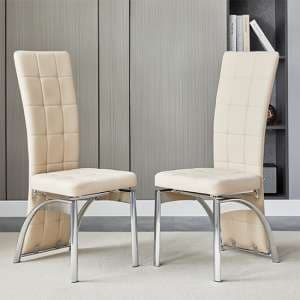 Ravenna Taupe Faux Leather Dining Chairs In Pair - UK