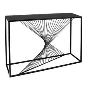 Ray Black Glass Top Console Table With Metal Frame