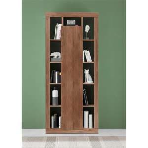 Raya Wooden Bookcase With 1 Door In Mercury - UK