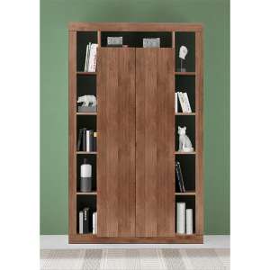 Raya Wooden Bookcase With 2 Doors In Mercury