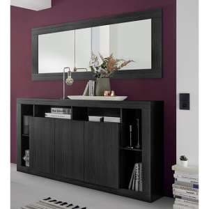 Raya Wooden Sideboard With 3 Doors And Mirror In Black Ash - UK