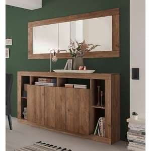 Raya Wooden Sideboard With 3 Doors And Mirror In Mercury - UK