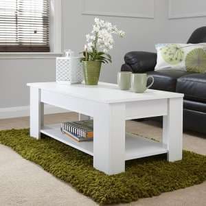 Liphook Coffee Table Rectangular In White With Lift Up Top