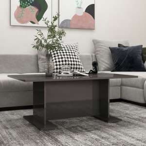 Rayya Rectangular High Gloss Coffee Table In Grey