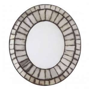 Raze Oval 3D Mosaic Wall Bedroom Mirror In Antique Silver Frame
