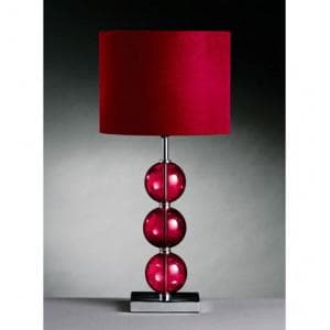 Miscona Red Fabric Shade Table Lamp With Chrome Base