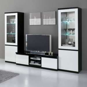 Regal Living Room Set In Black And White With High Gloss LED