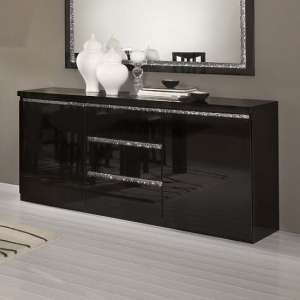Regal High Gloss Sideboard With In Black And Cromo Decor