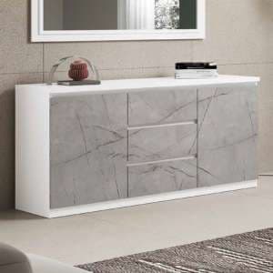 Regal Gloss Sideboard 3 Doors 3 Drawers In White Marble Effect - UK