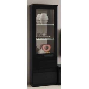 Regal High Gloss Display Cabinet With 1 Door In Black And LED - UK
