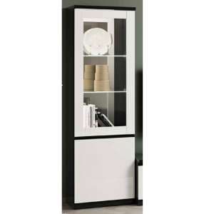 Regal High Gloss Display Cabinet 1 Door In White Black And LED - UK