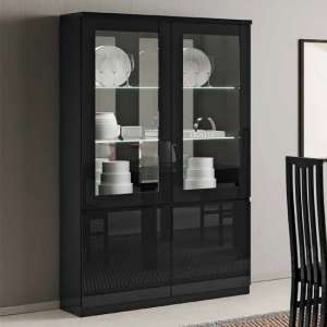 Regal High Gloss Display Cabinet With 2 Doors In Black And LED - UK