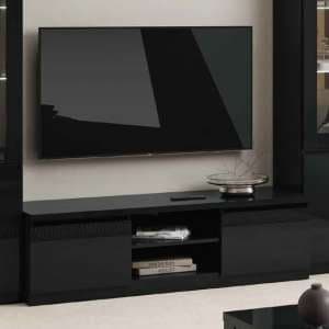 Regal High Gloss TV Stand With 2 Doors In Black - UK