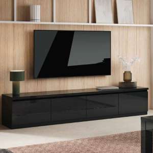 Regal High Gloss TV Stand With 4 Doors In Black - UK
