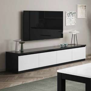 Regal High Gloss TV Stand With 4 Doors In White And Black - UK