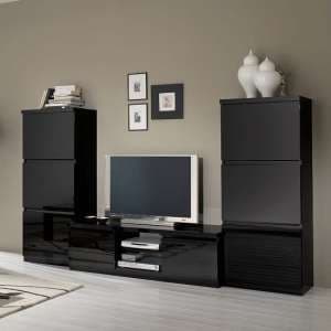 Regal Living Room Set 1 In Black With High Gloss Lacquer