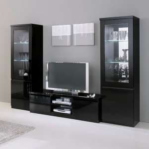 Regal Living Room Set In Black With High Gloss Lacquer And LED