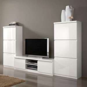 Regal Living Room Set 1 In White With High Gloss Lacquer