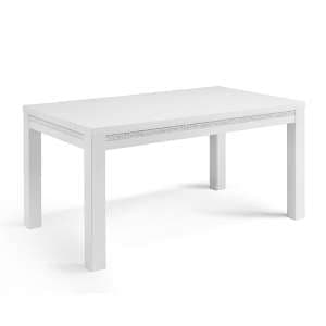 Regal Wooden Dining Table In White Gloss With Cromo Details