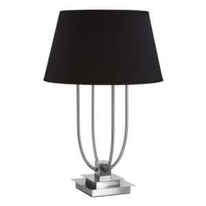 Trento Black Fabric Shade Table Lamp In Satin Nickel