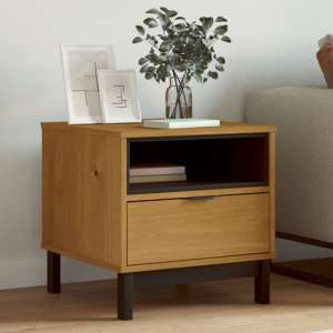 Reggio Solid Pine Wood Side Table With 1 Drawer In Oak - UK