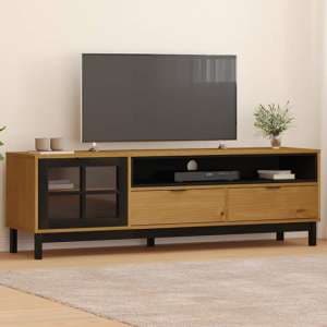 Reggio Solid Pine Wood TV Stand With 1 Door 2 Drawers In Oak - UK