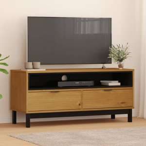 Reggio Solid Pine Wood TV Stand With 2 Drawers 1 Shelf In Oak - UK