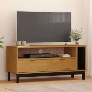 Reggio Solid Pine Wood TV Stand 2 Drawers 2 Shelves In Oak - UK