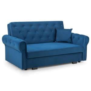 Rehovot Plush Velvet 2 Seater Sofa Bed In Blue