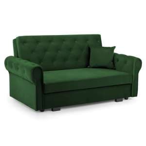 Rehovot Plush Velvet 2 Seater Sofa Bed In Green