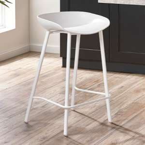 Reims Plastic Bar Stool In White With Metal Legs - UK