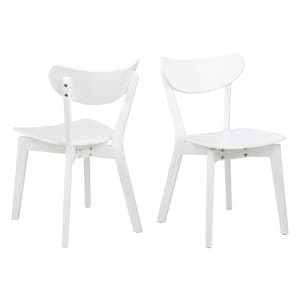Reims White Rubberwood Dining Chairs In Pair - UK