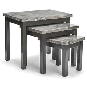 Reims Wooden Nest Of 3 Tables In Grey Marble Effect - UK