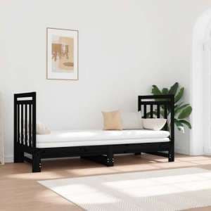 Reiti Solid PIne Wood Pull-Out Day Bed In Black - UK