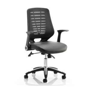 Relay Task Black Back Office Chair With Leather Black Seat - UK