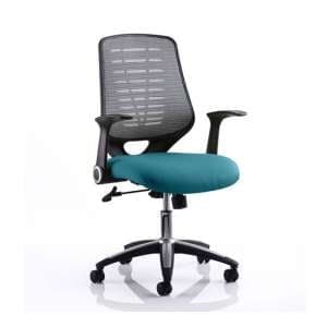 Relay Task Silver Back Office Chair With Maringa Teal Seat