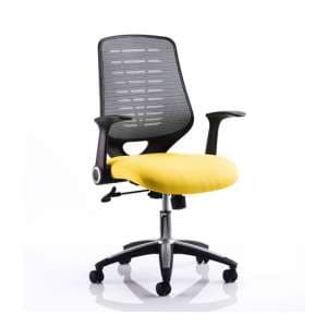 Relay Task Silver Back Office Chair With Senna Yellow Seat
