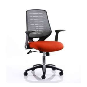 Relay Task Silver Back Office Chair With Tabasco Red Seat