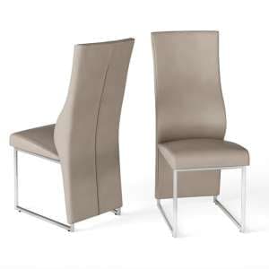 Rainhill Taupe Faux Leather Dining Chairs In Pair