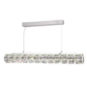 Remy LED Tube Bar Pendant Light In Chrome With Crystal Trim - UK