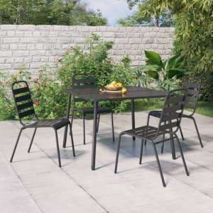 Reno Large Square Steel 5 Piece Garden Dining Set In Anthracite