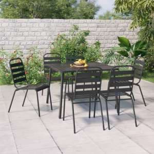 Reno Large Square Steel 7 Piece Garden Dining Set In Anthracite