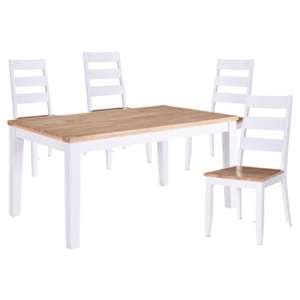 Reno Oak And Grey Wooden Dining Table With 4 Chairs
