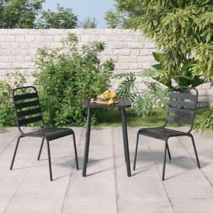 Reno Small Square Steel 3 Piece Garden Dining Set In Anthracite