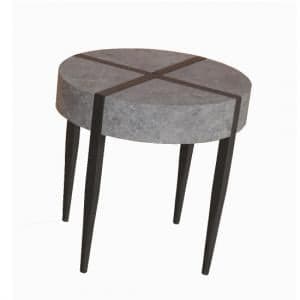 Renzo Round End Table In Dark Concrete With Metal Legs - UK