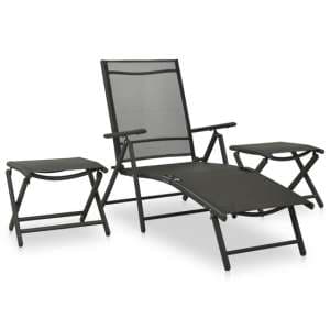 Resaca Textilene Aluminium 3 Piece Garden Lounge Set In Black