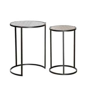 Retia Round Set Of 2 Nesting Tables In Brown With Metal Frame