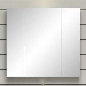 Reus Gloss Mirrored Bathroom Cabinet 3 Doors In Smokey Silver - UK