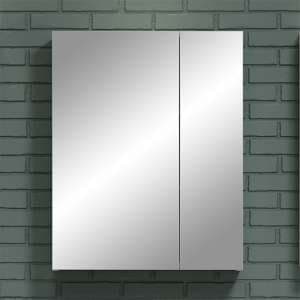 Reus High Gloss Mirrored Bathroom Cabinet With 2 Doors In White - UK