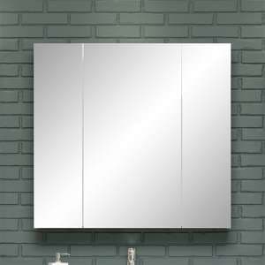 Reus High Gloss Mirrored Bathroom Cabinet With 3 Doors In White - UK